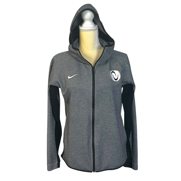 Nike Dri-FIT Full Zip Hoodie Gray Black Athletic Training Jacket Women's Large - Picture 1 of 16